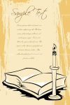 Old Paper Designed Card Background with an Open Book, Candle and Stylised Sample Text